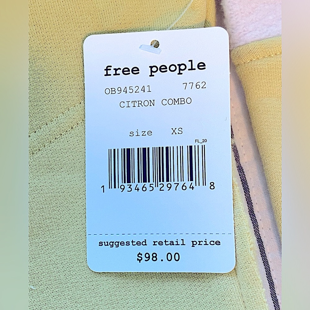 NWT XS Free People Jordan Fleece Sweatshirt Citron Combo Colorblock Oversized FP - Picture 3 of 15